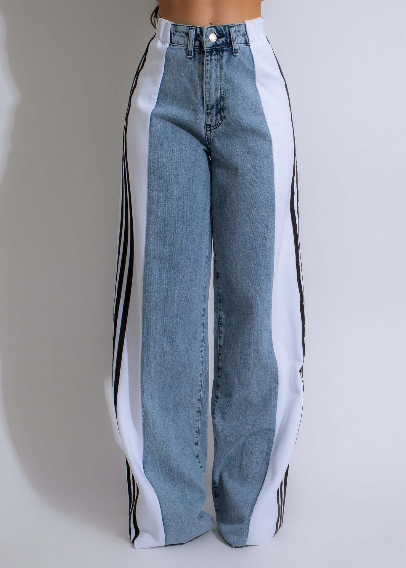 High-Waist Straight Leg Denim Trousers