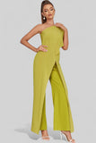 Olive Green One-Shoulder Ruffled Jumpsuit