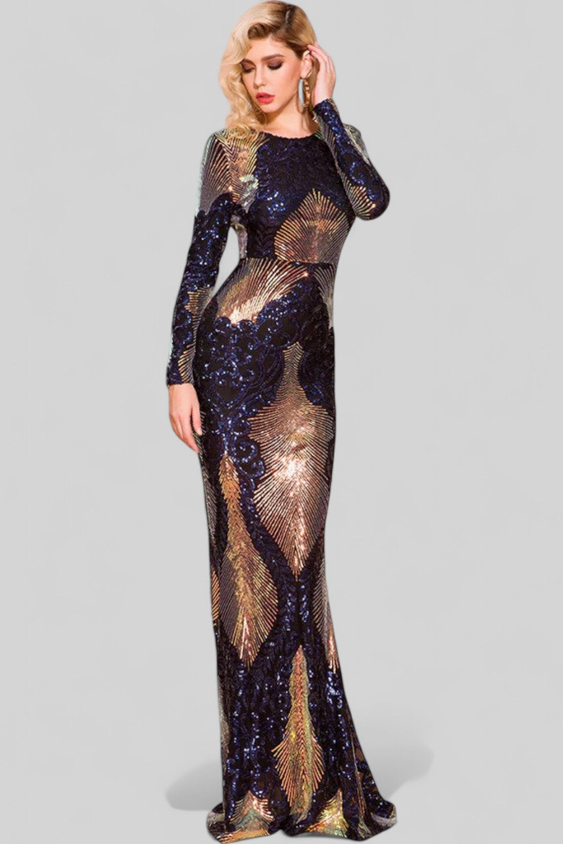 Sequin Embellished Evening Gown