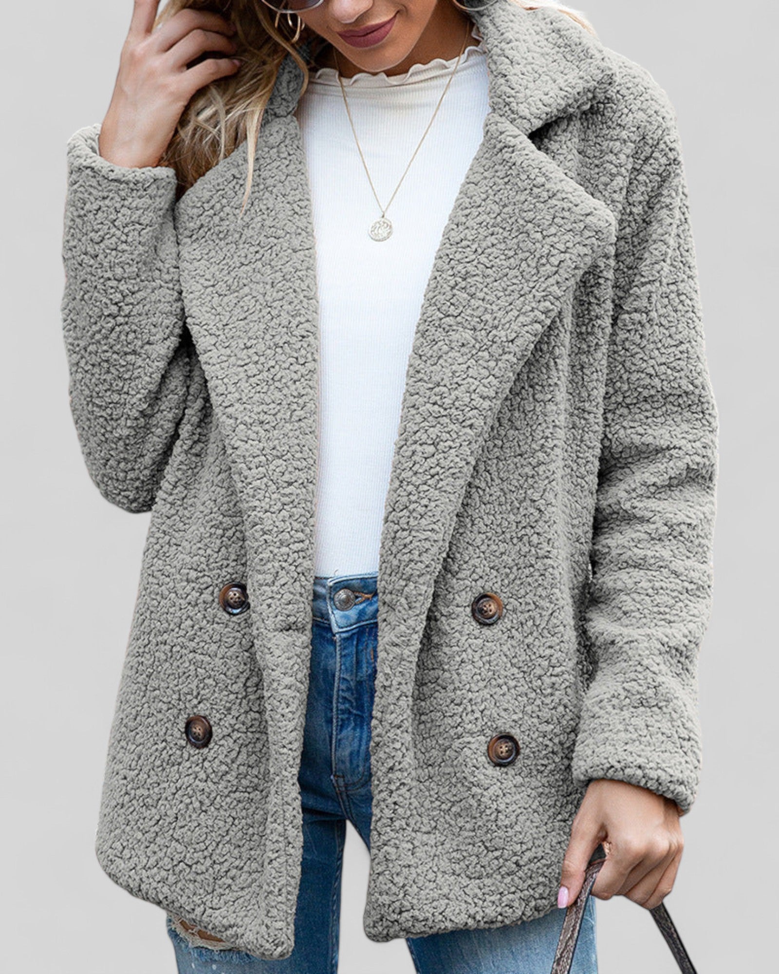 Elegant Lapel Fluffy Coat