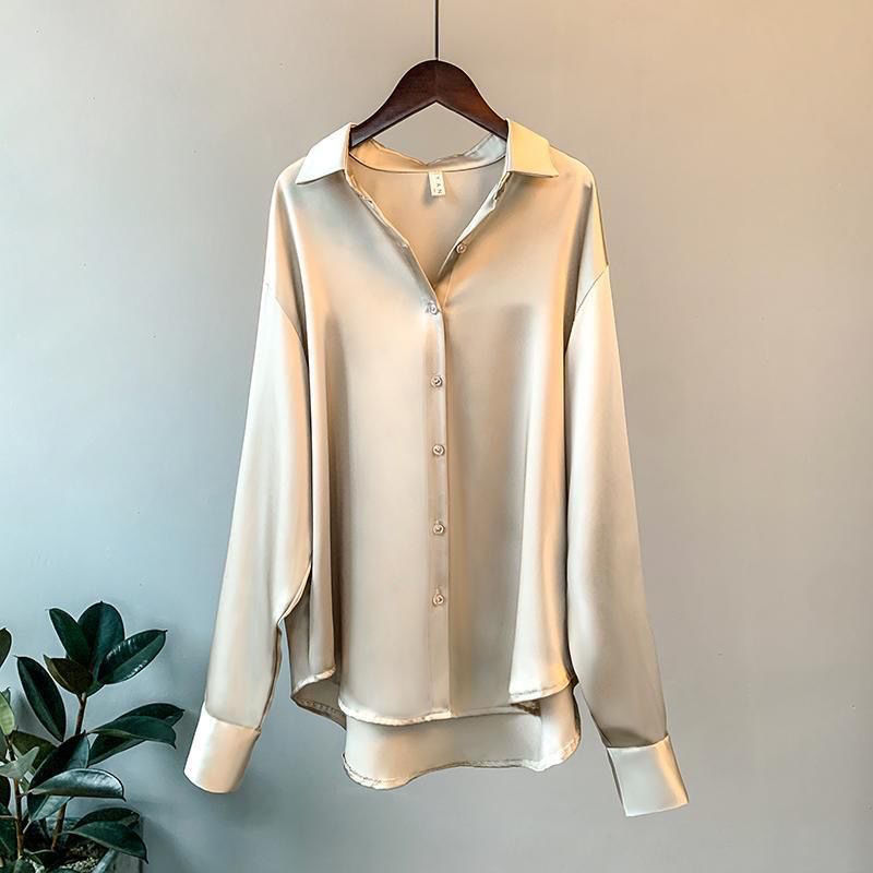 Long-Sleeved Satin Shirt