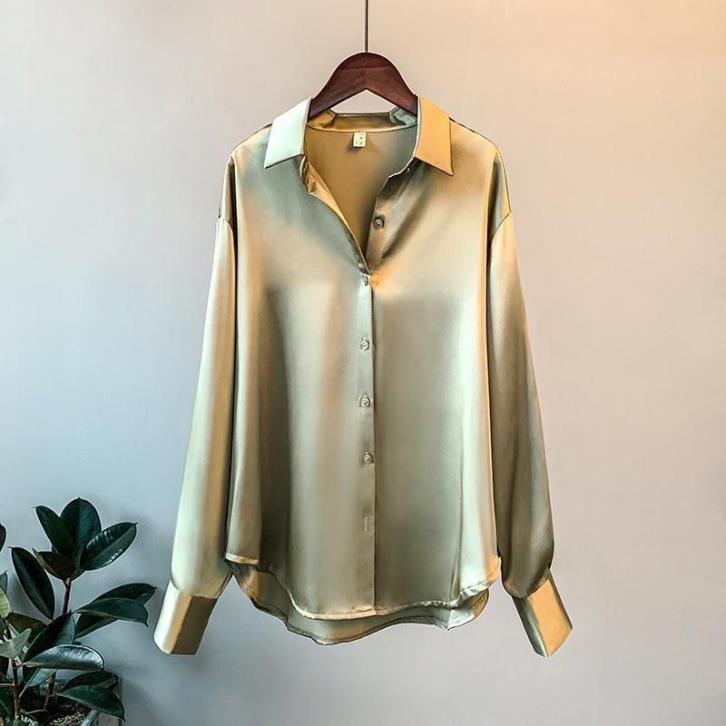 Long-Sleeved Satin Shirt