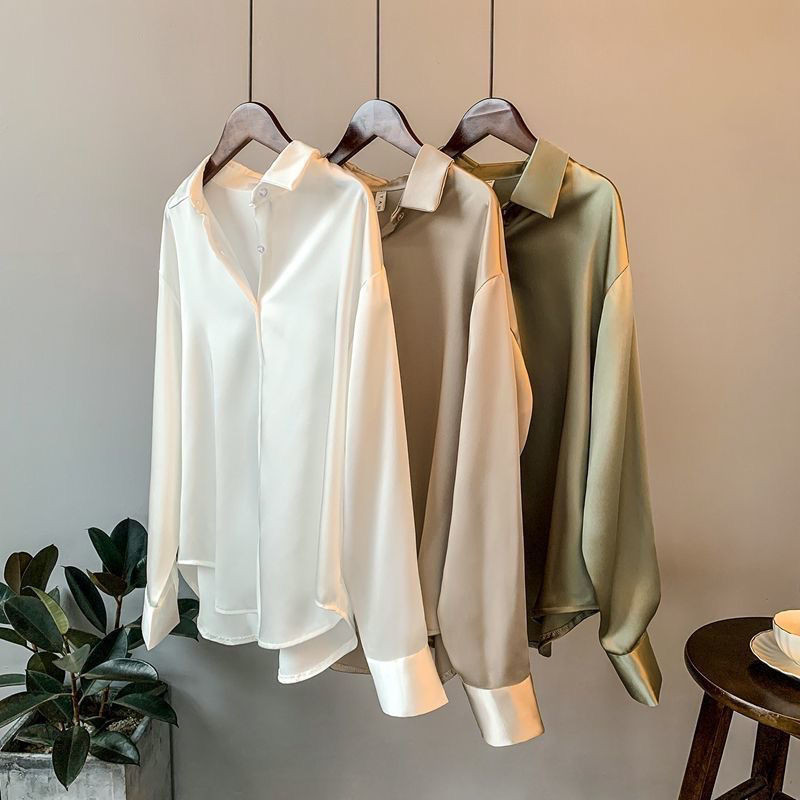 Long-Sleeved Satin Shirt