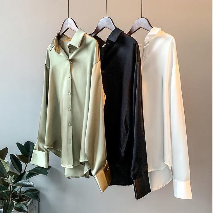 Long-Sleeved Satin Shirt