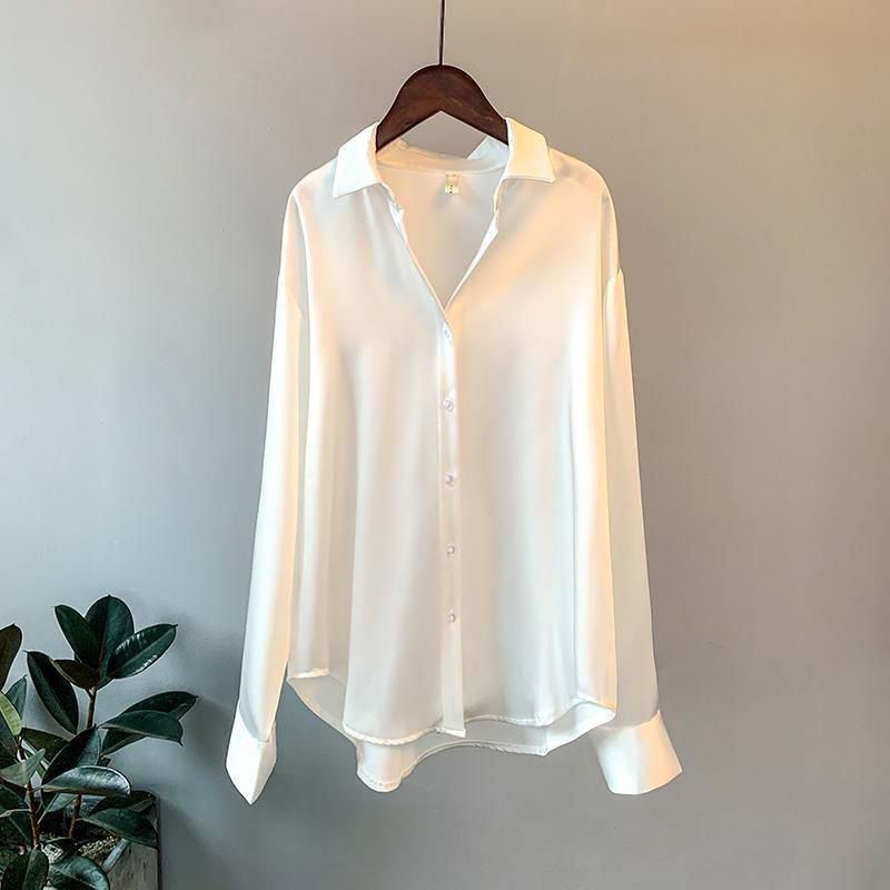 Long-Sleeved Satin Shirt