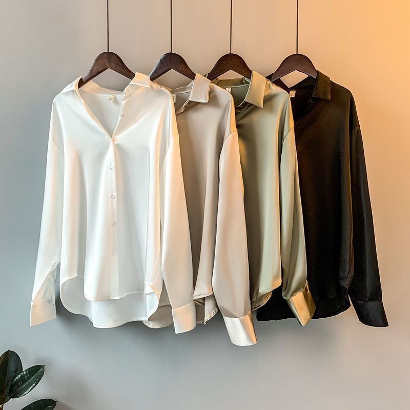 Long-Sleeved Satin Shirt