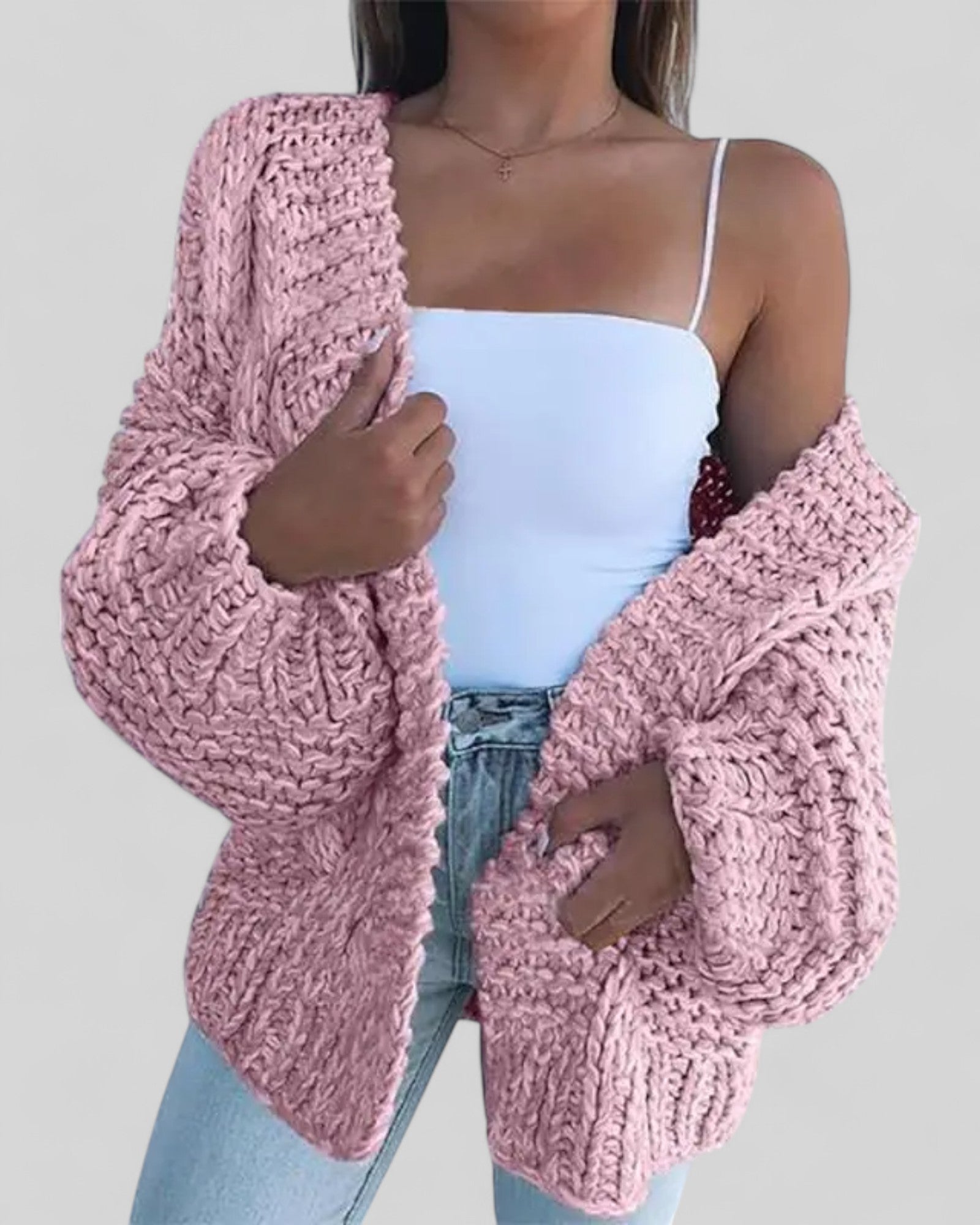 Loose Knit Faux Mohair Cardigan