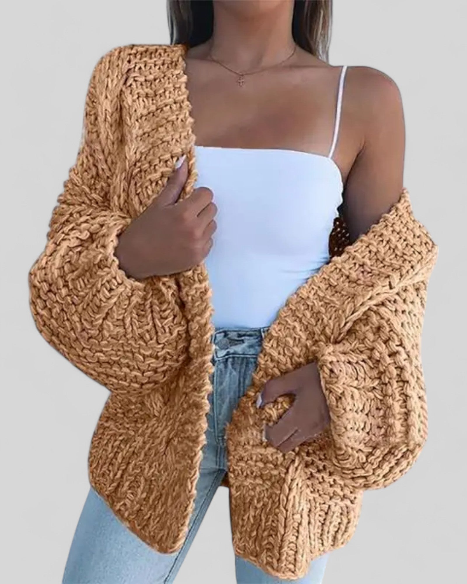 Loose Knit Faux Mohair Cardigan