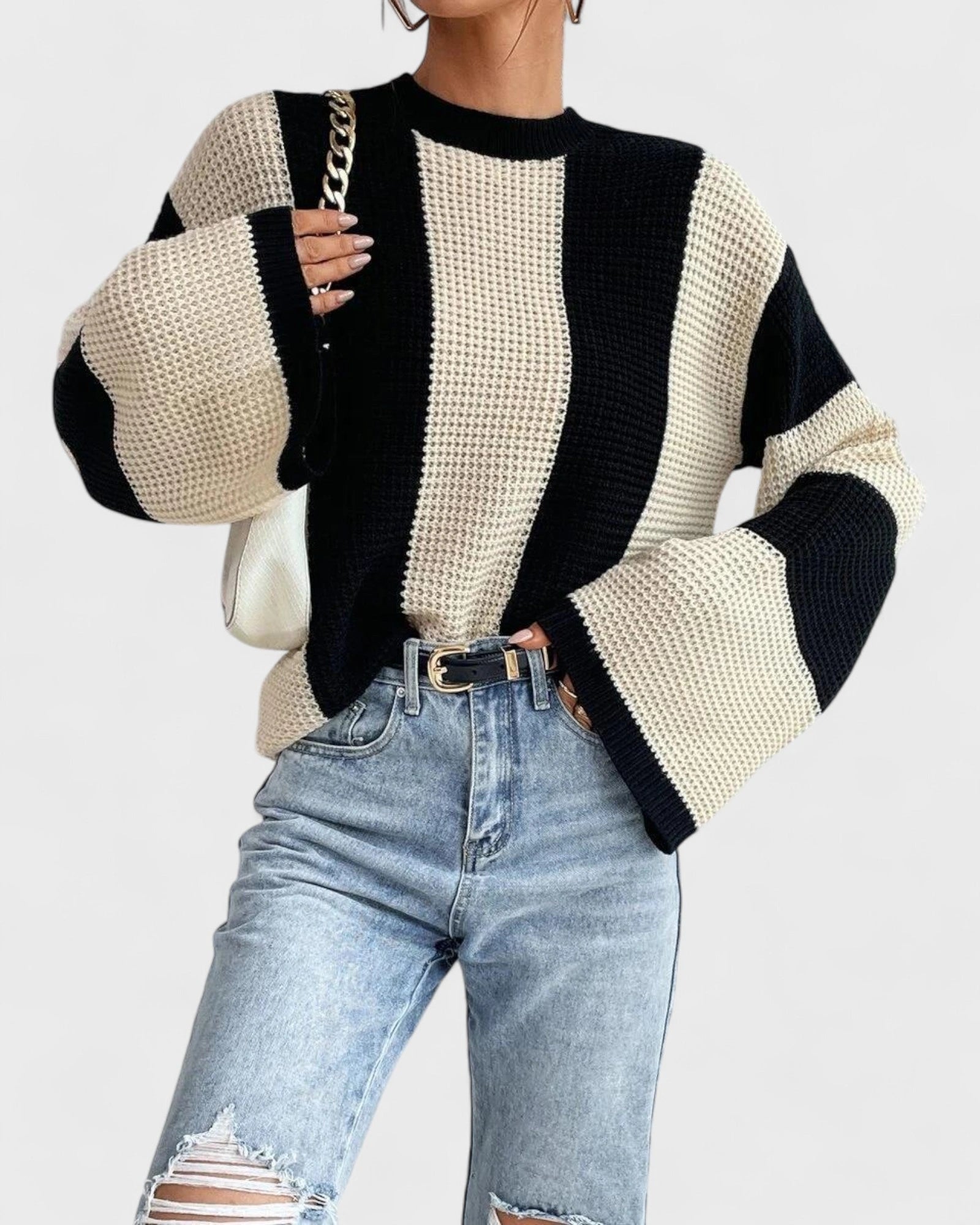 Bold Stripe Bell Sleeve Sweater