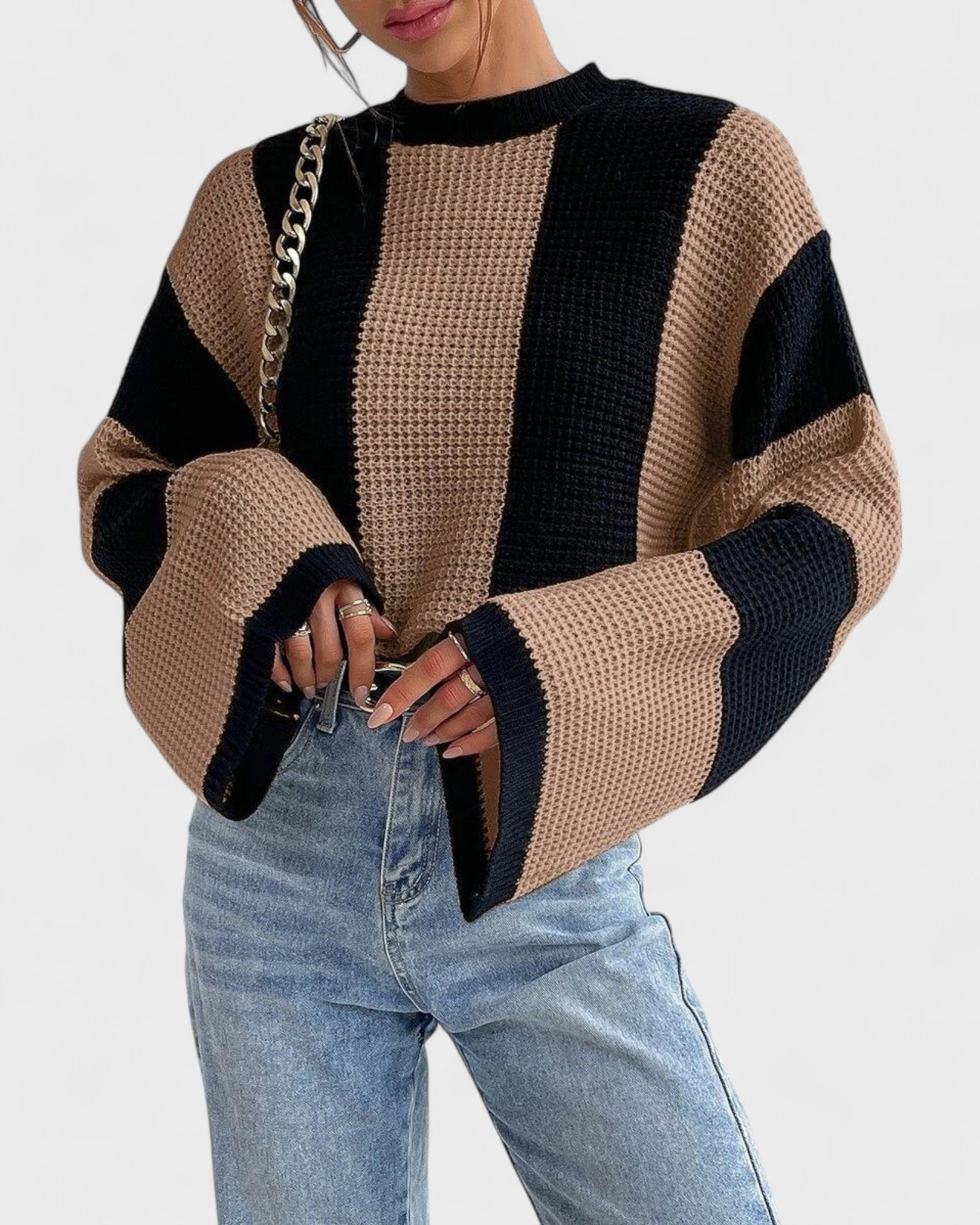 Bold Stripe Bell Sleeve Sweater