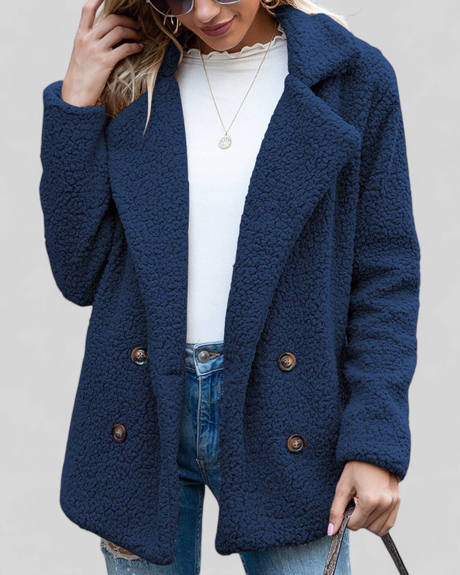 Elegant Lapel Fluffy Coat