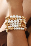 White Pearl Beaded Bracelet Set