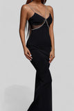 Backless Crystal Chain Evening Gown