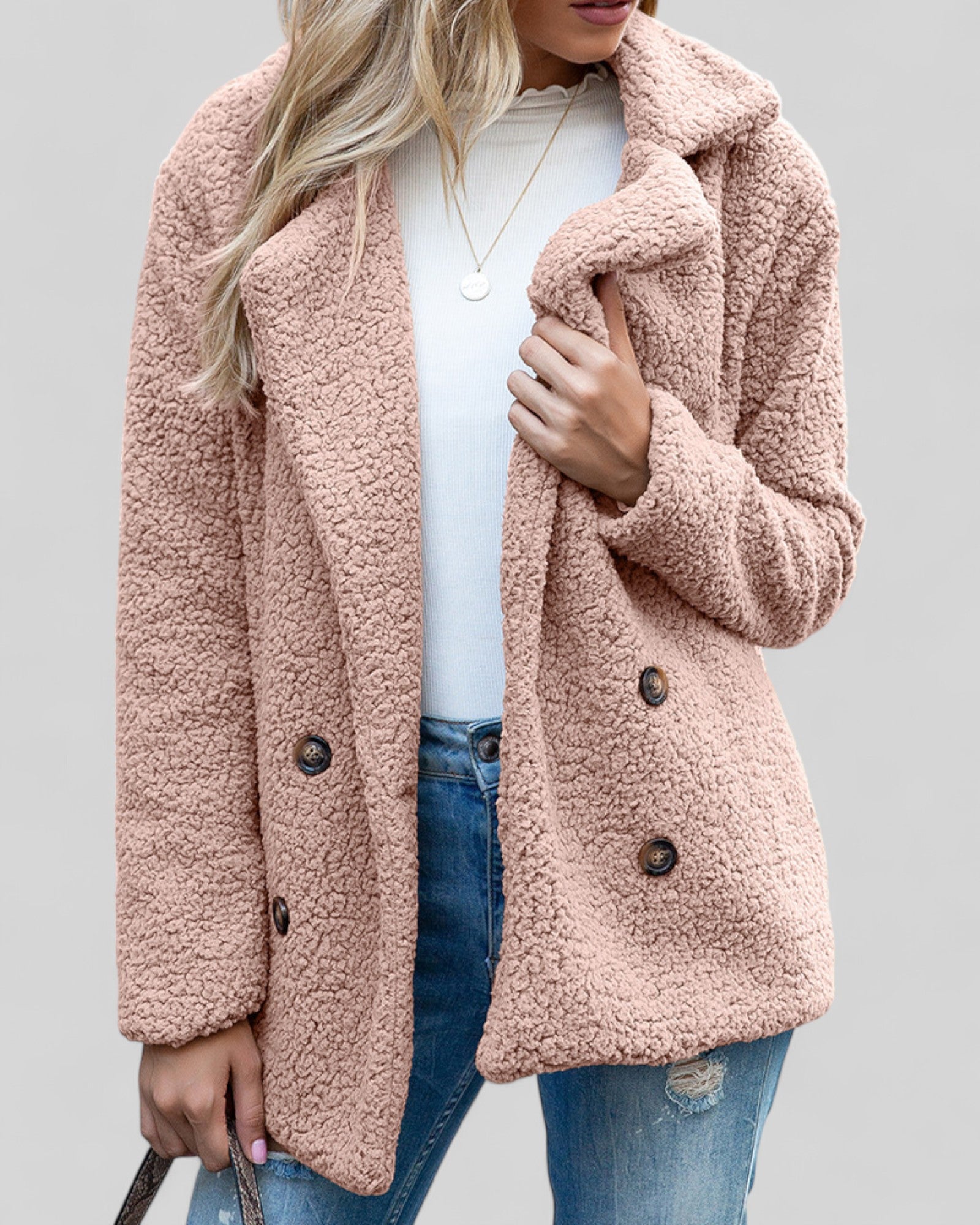 Elegant Lapel Fluffy Coat