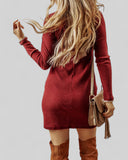 Racing Red Ribbed Knit Mini Dress