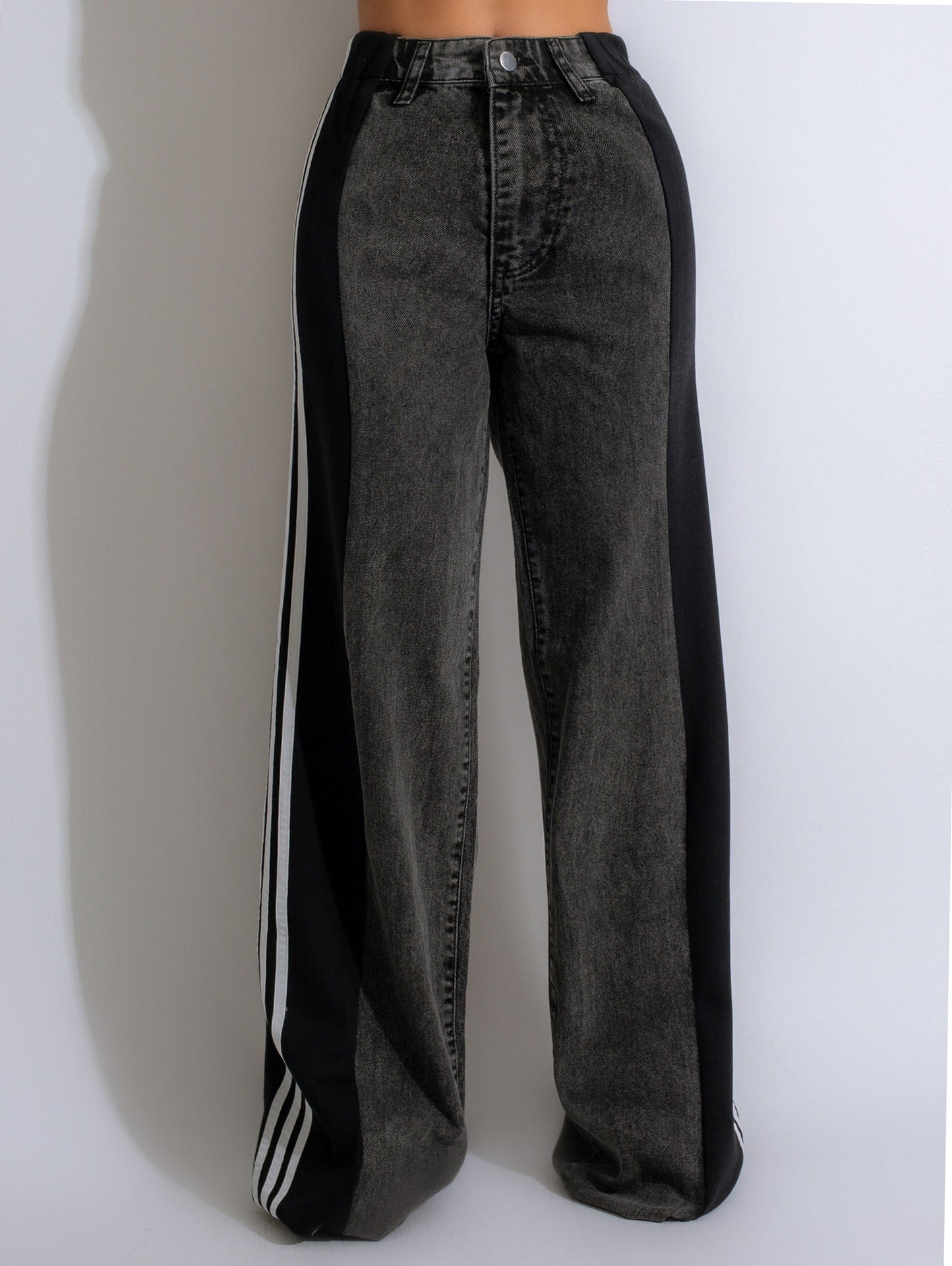 High-Waist Straight Leg Denim Trousers