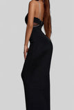 Backless Crystal Chain Evening Gown