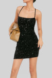 French Sequin Suspender Dress