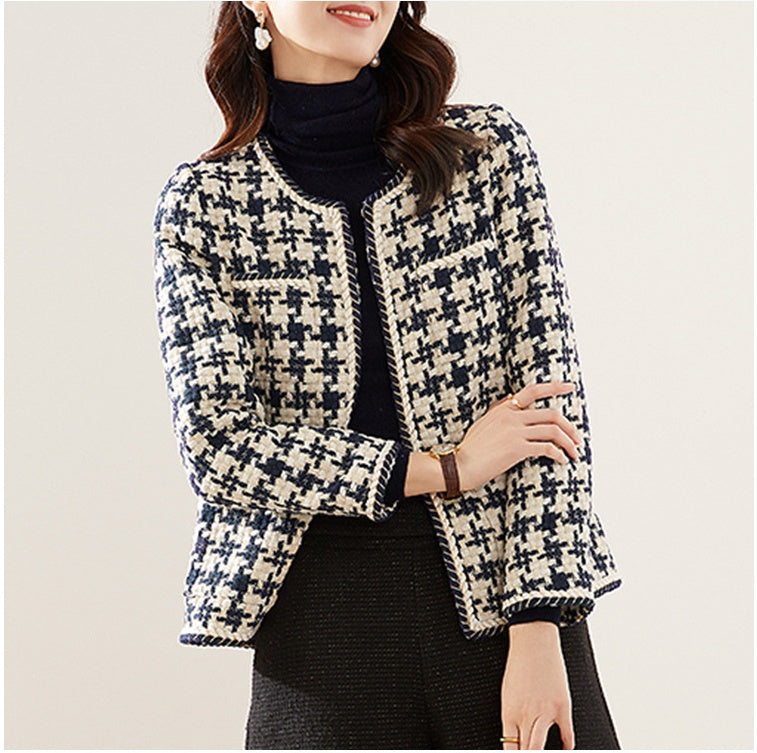 Navy Blue Houndstooth Fragrance Jacket