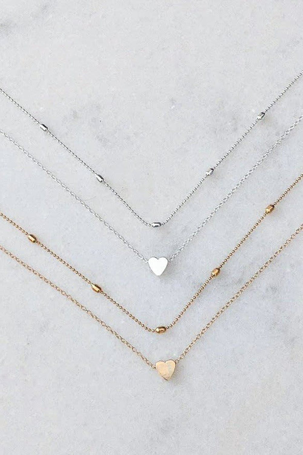 Silver Valentine Heart Layered Necklace