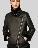 Trendy Belted Leather Jacket