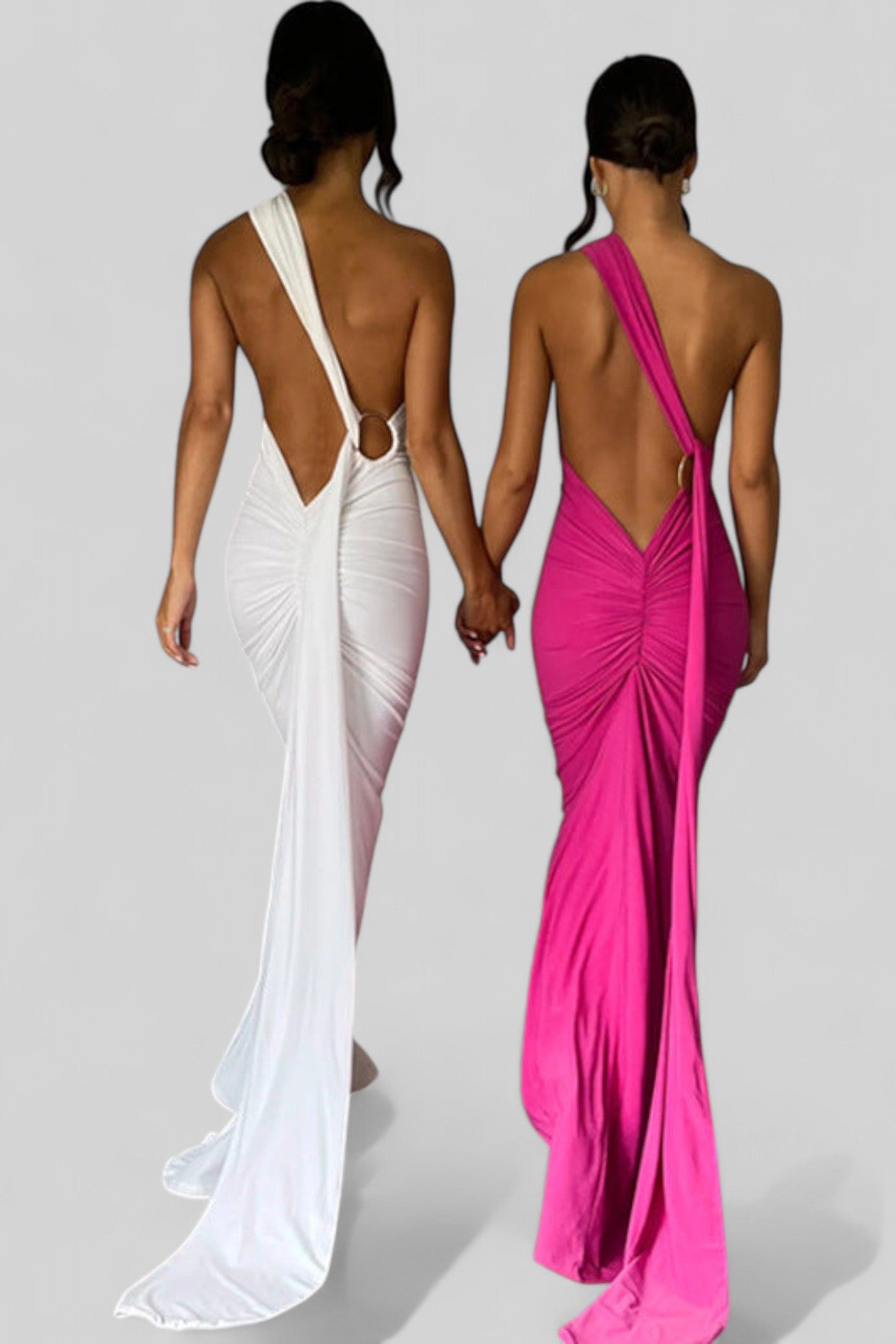 Sexy Backless Pleated Slim-Fit Dress