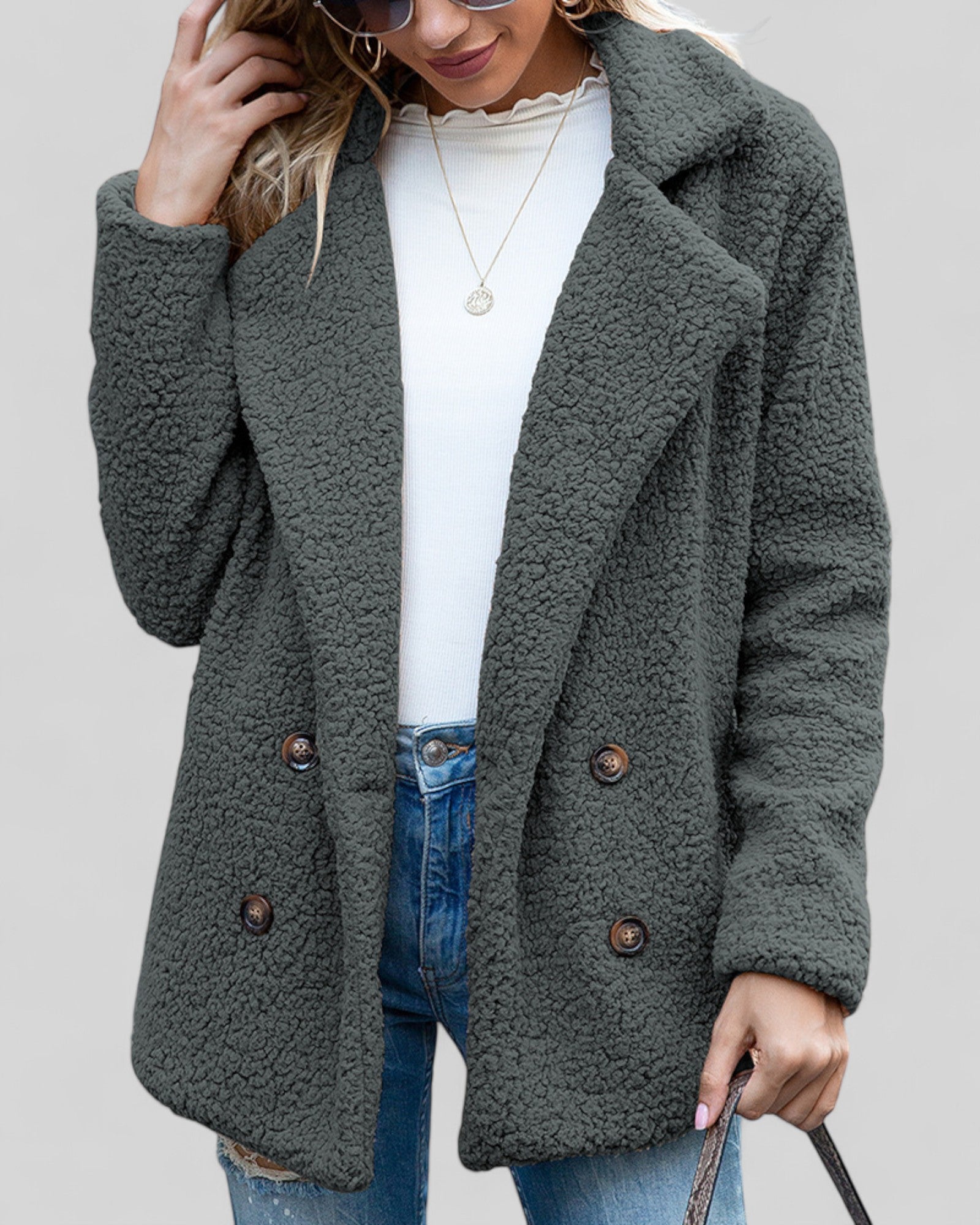 Elegant Lapel Fluffy Coat