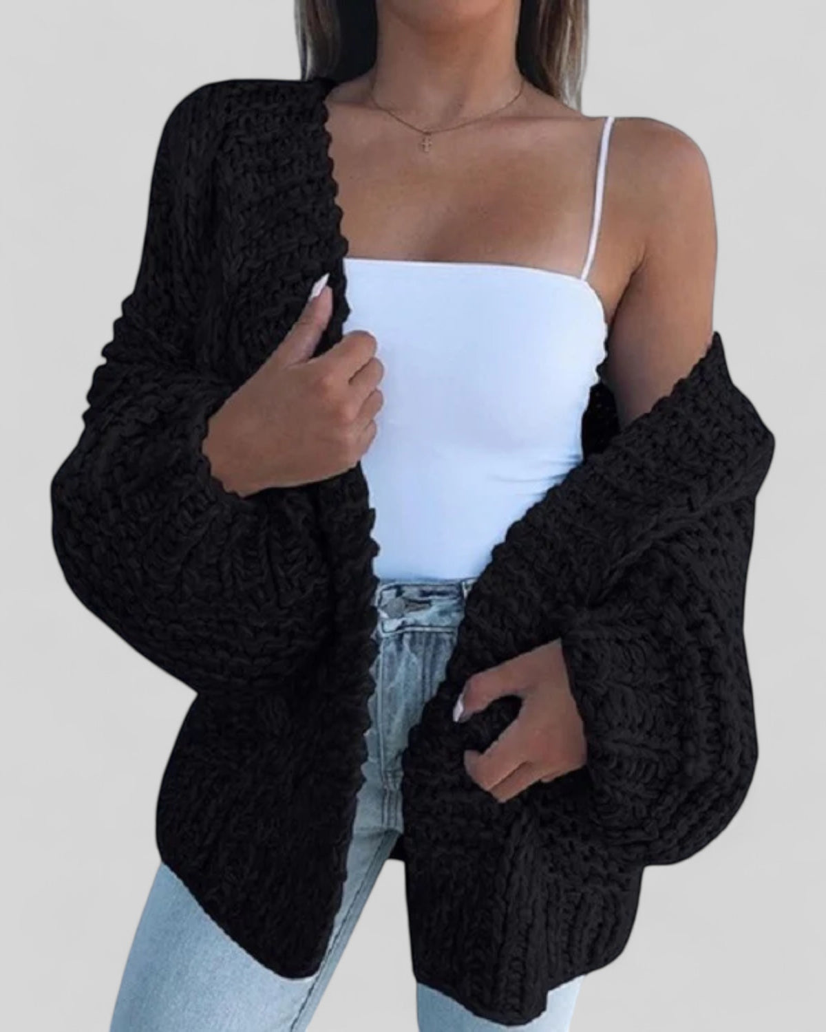 Loose Knit Faux Mohair Cardigan