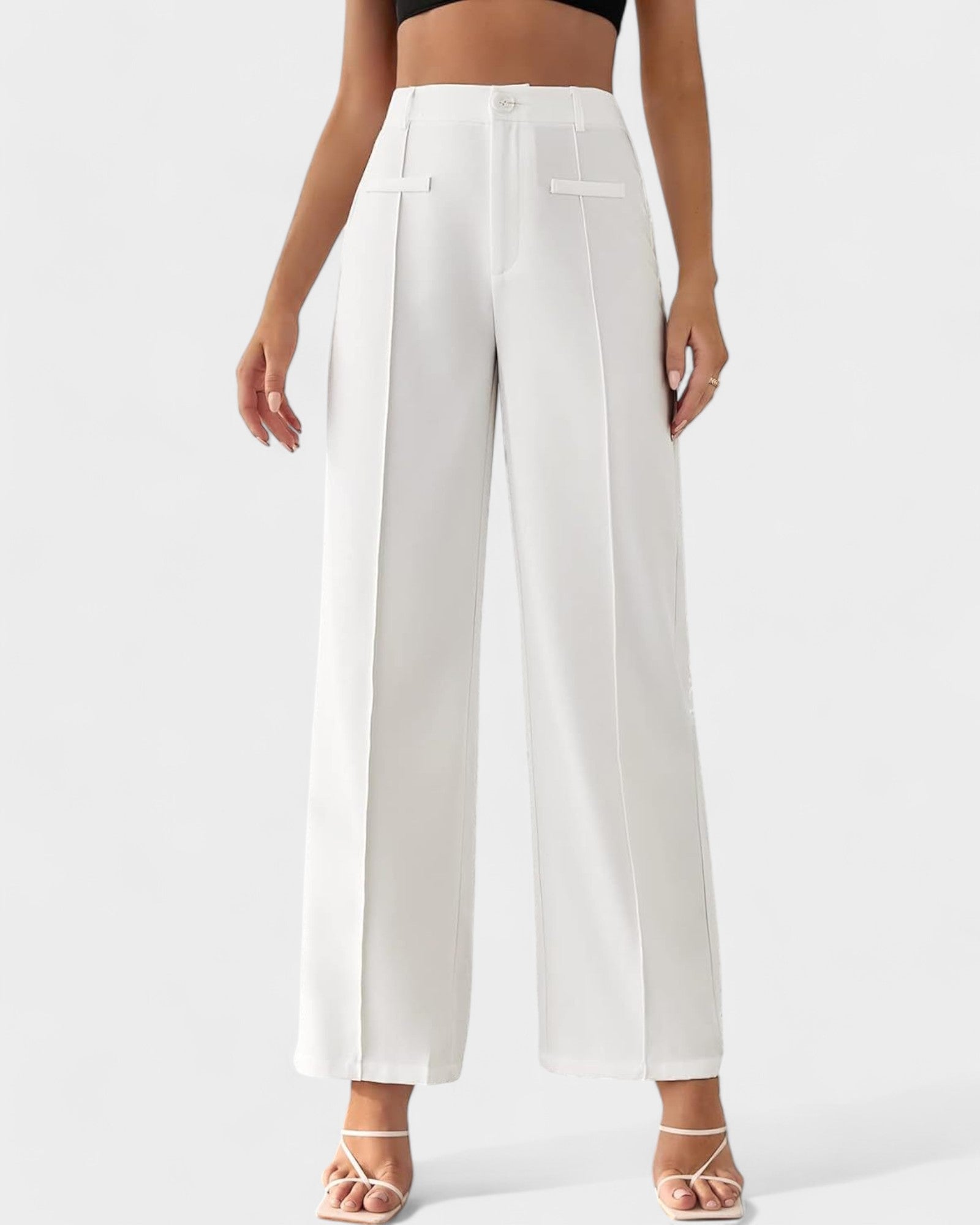 Elegant High-Waist Wide-Leg Pants with Pockets