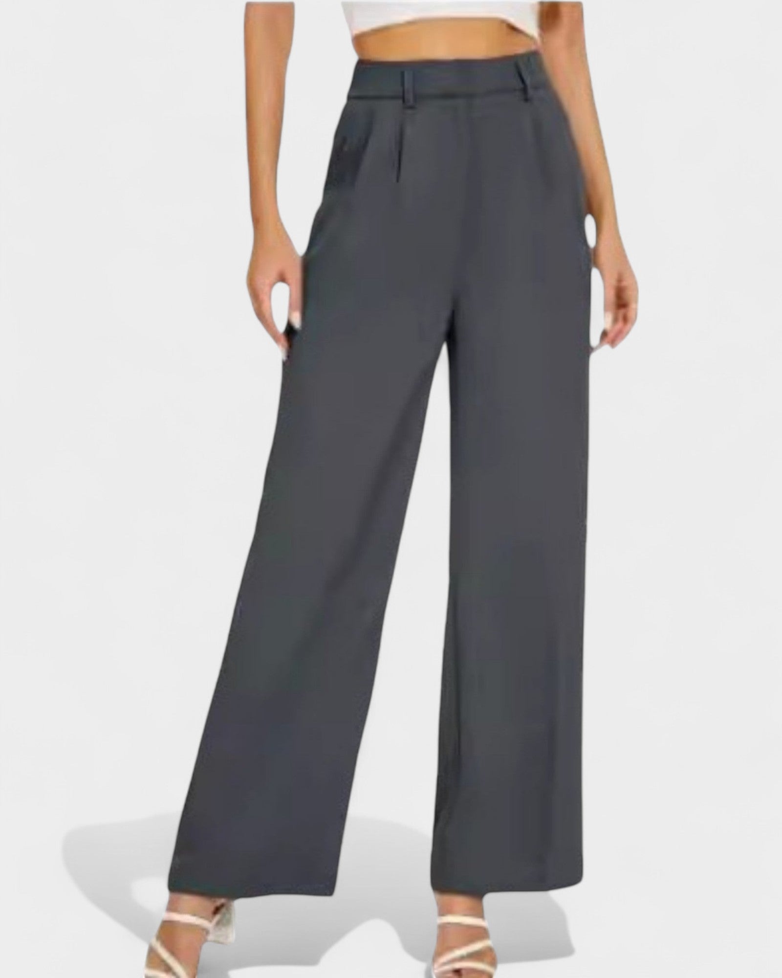 High-Waist Wide-Leg Trousers with Pockets