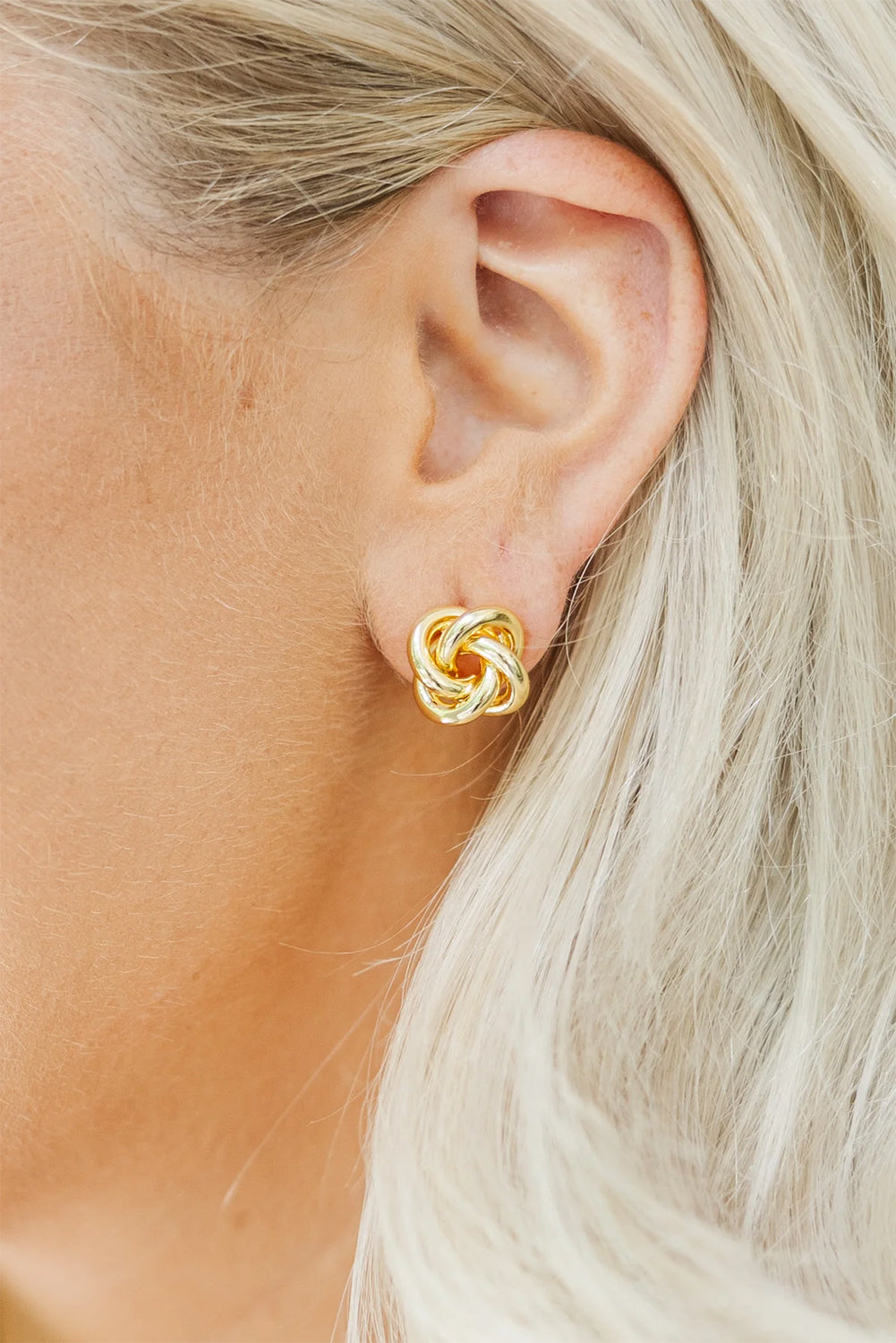 Gold Minimalism Knotted Stud Earrings