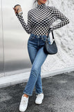 Bold Checkered High Neck Bodysuit