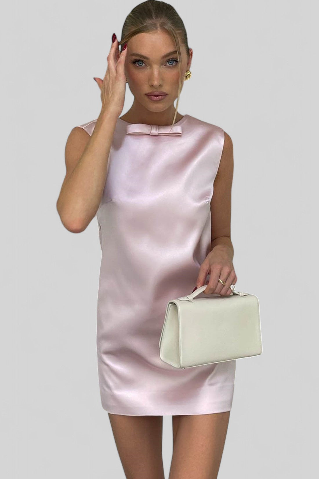 Satin Bow Sleeveless Dress