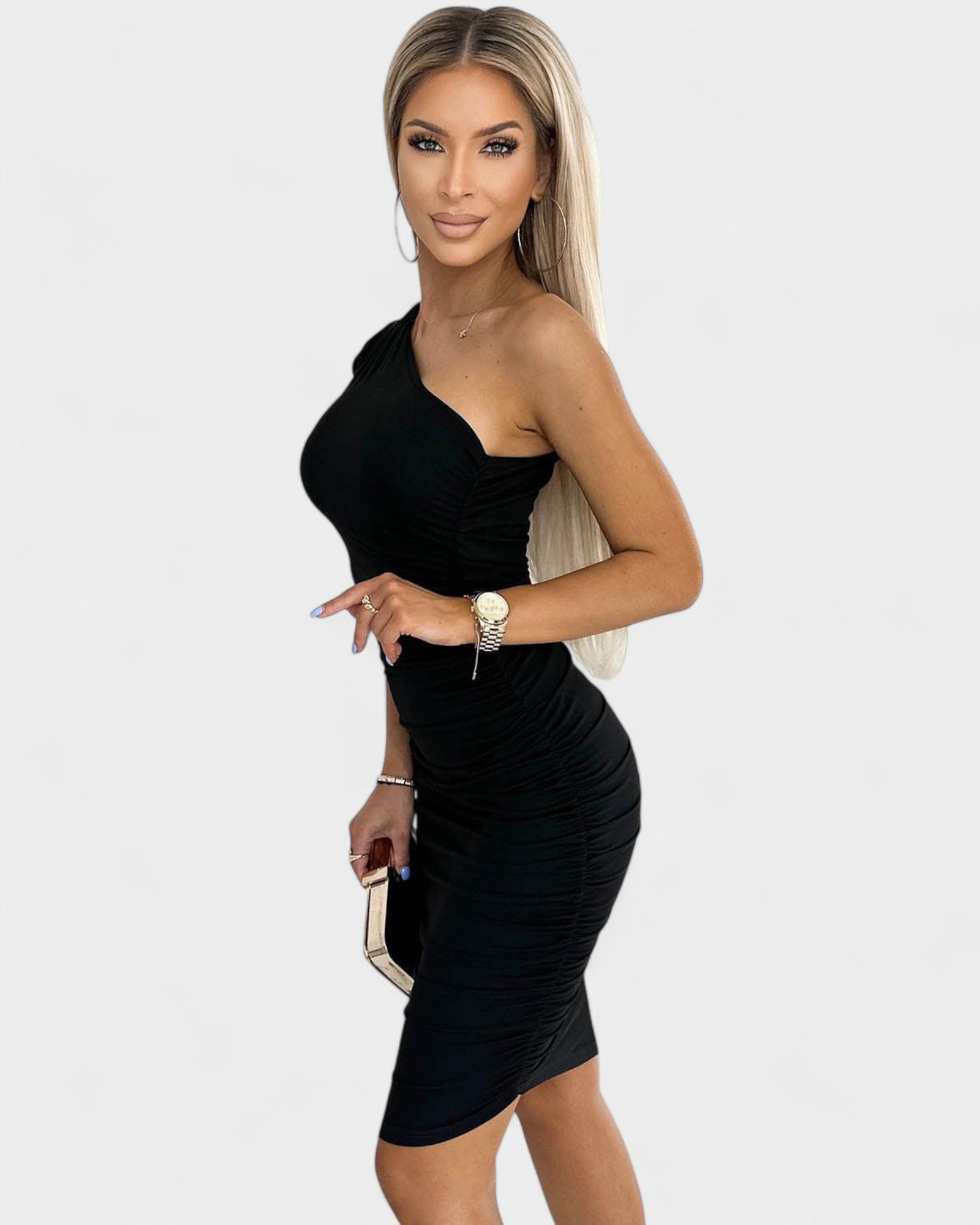 One-Shoulder Ruched Dress