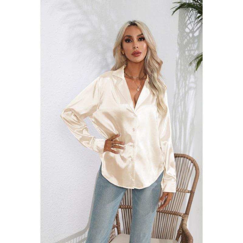 Satin Button-Up Blouse