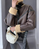 Chic Faux Fur Leather Coat