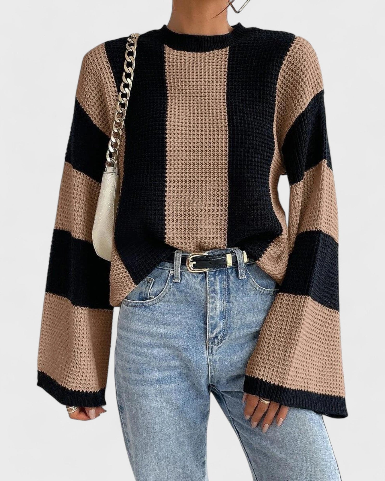 Bold Stripe Bell Sleeve Sweater