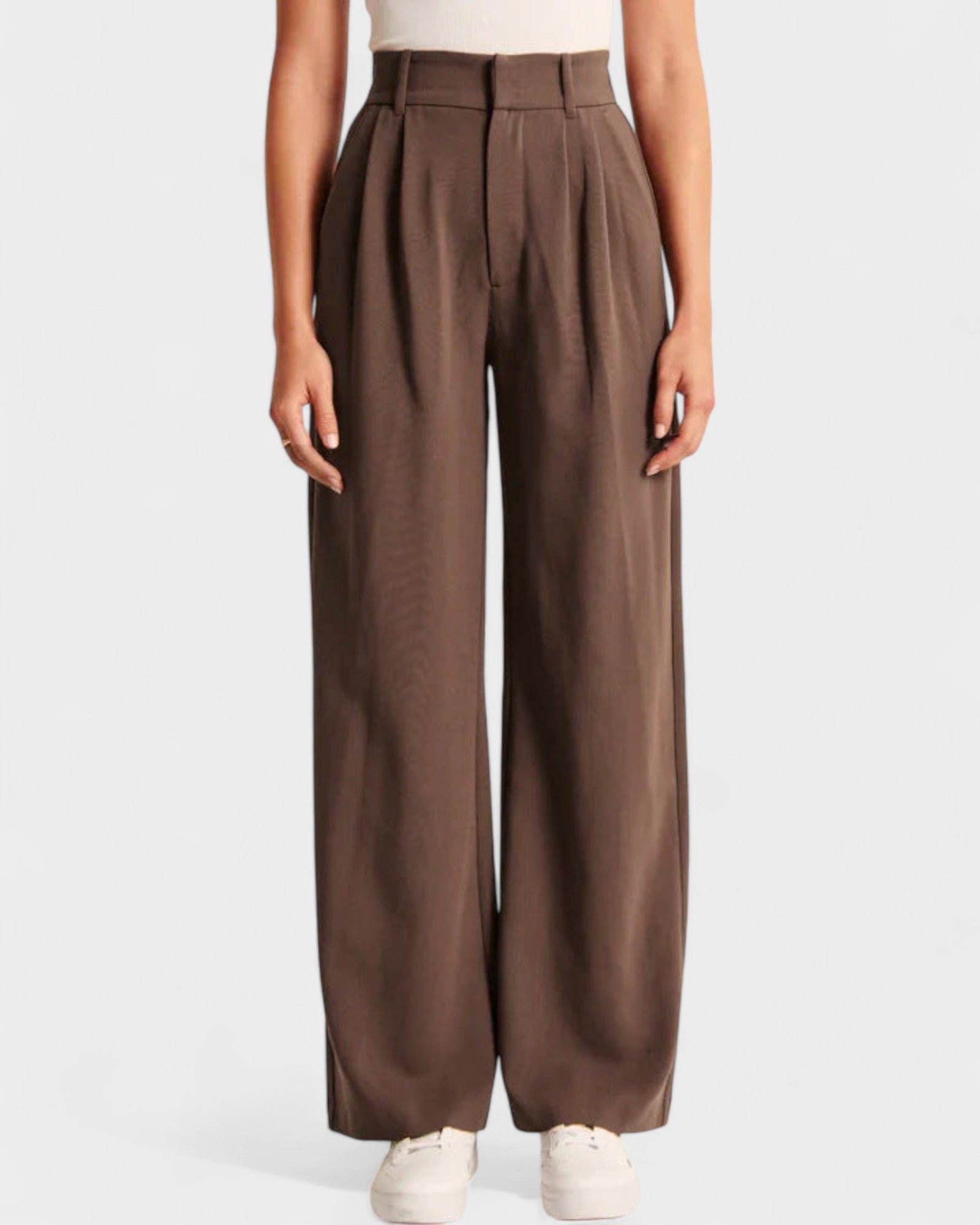 High-Waist Wide-Leg Trousers with Pockets