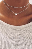 Silver Valentine Heart Layered Necklace