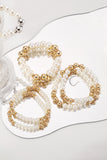 White Pearl Beaded Bracelet Set