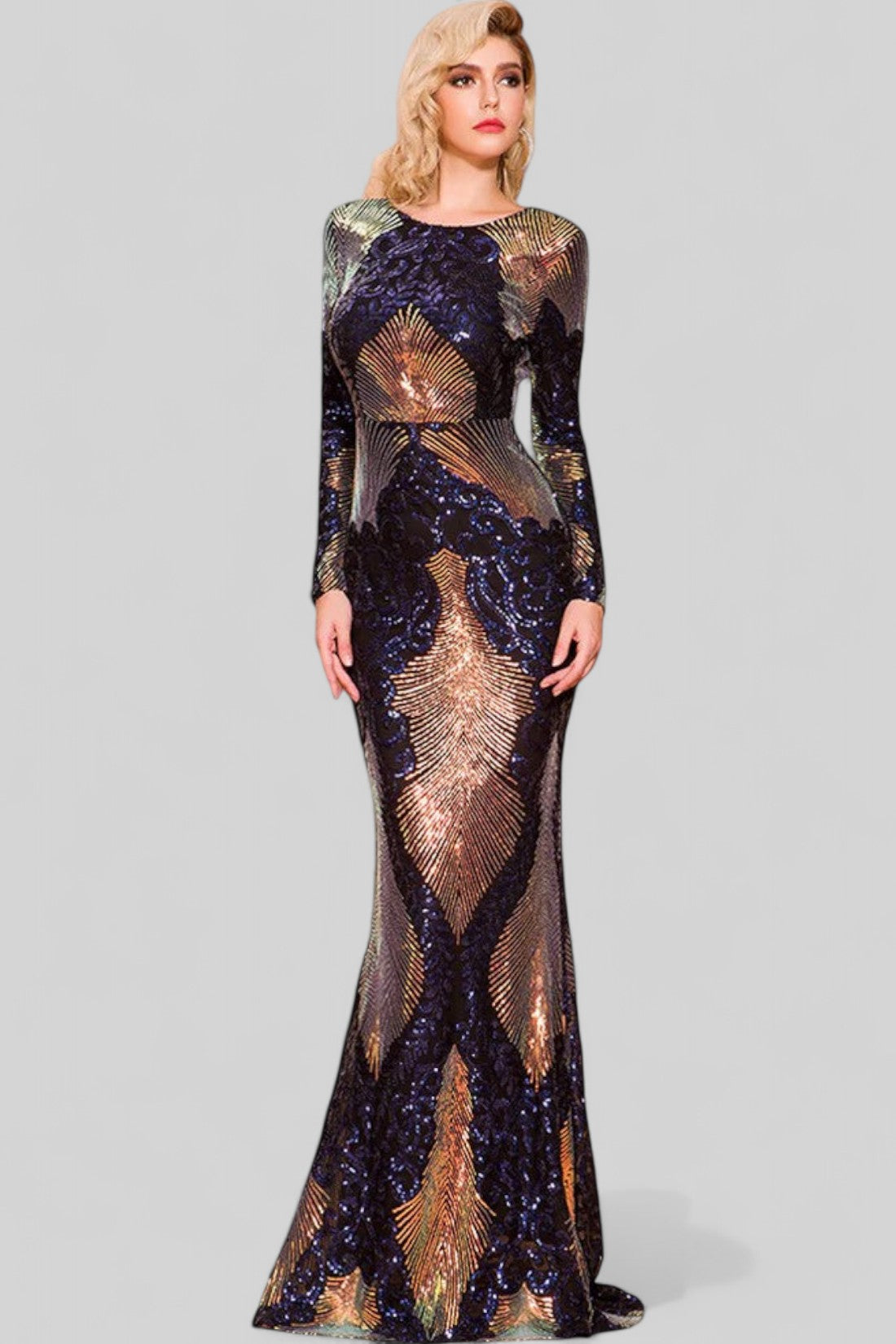 Sequin Embellished Evening Gown