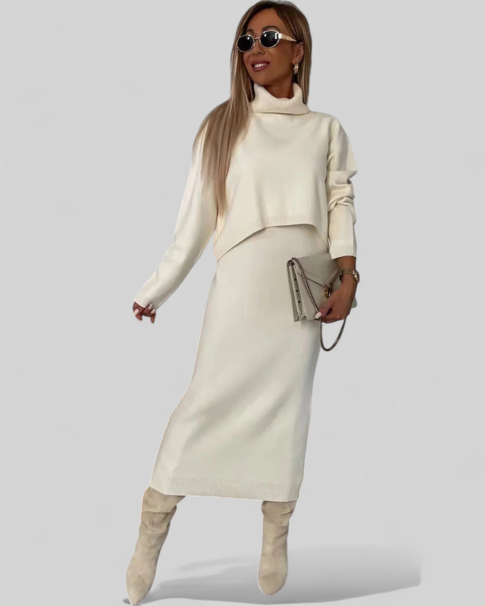 Chic Turtleneck Dress Set