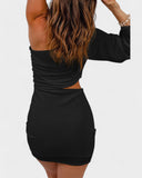 Black Asymmetric One-Shoulder Bodycon Dress