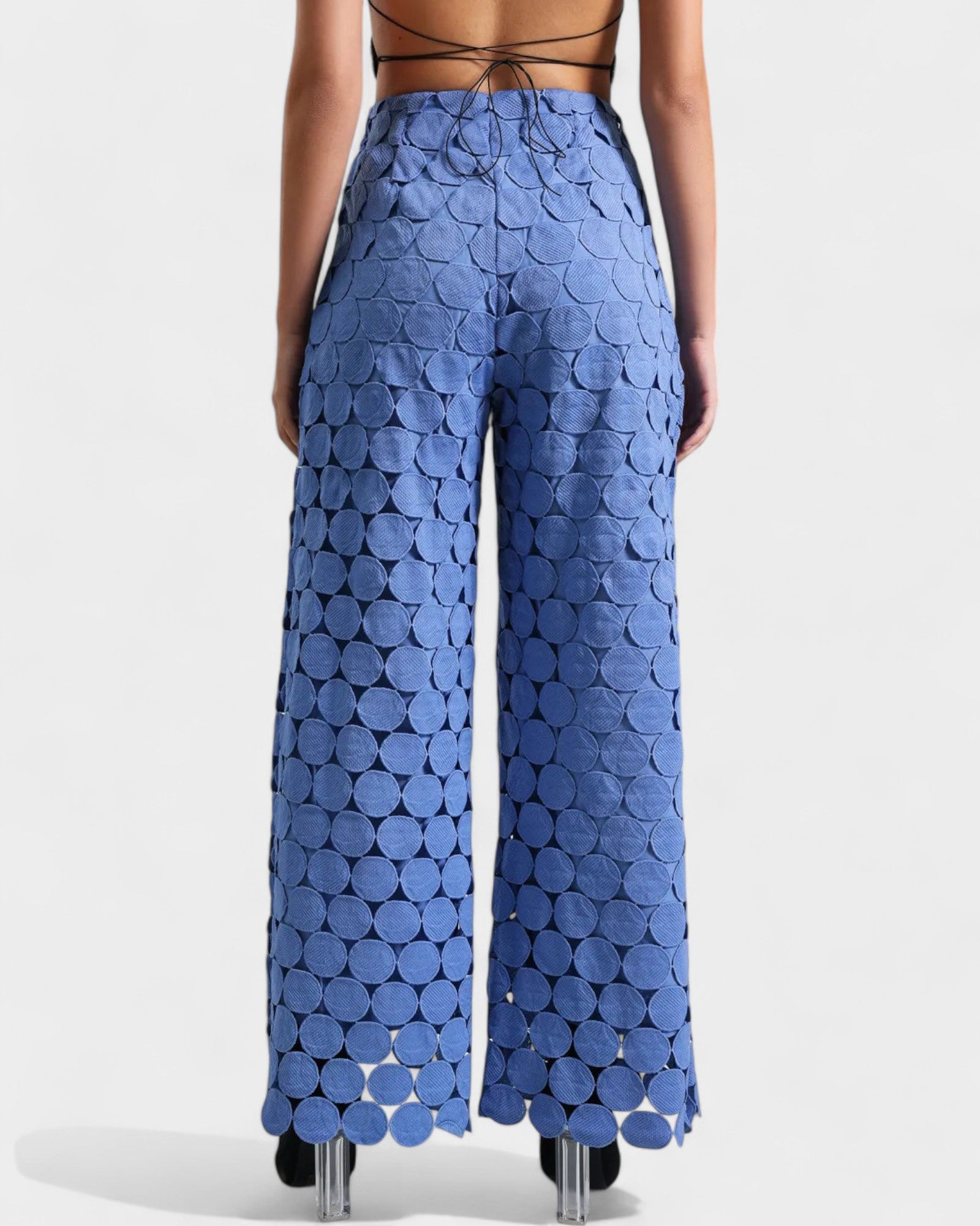 Tassel Embroidered High-Waist Pants