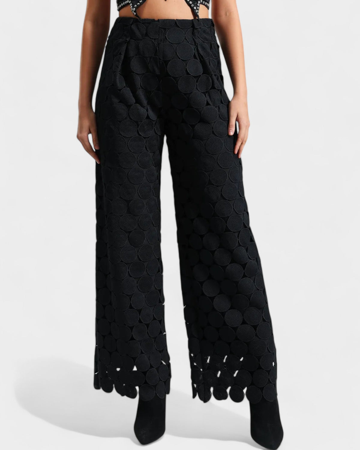 Tassel Embroidered High-Waist Pants