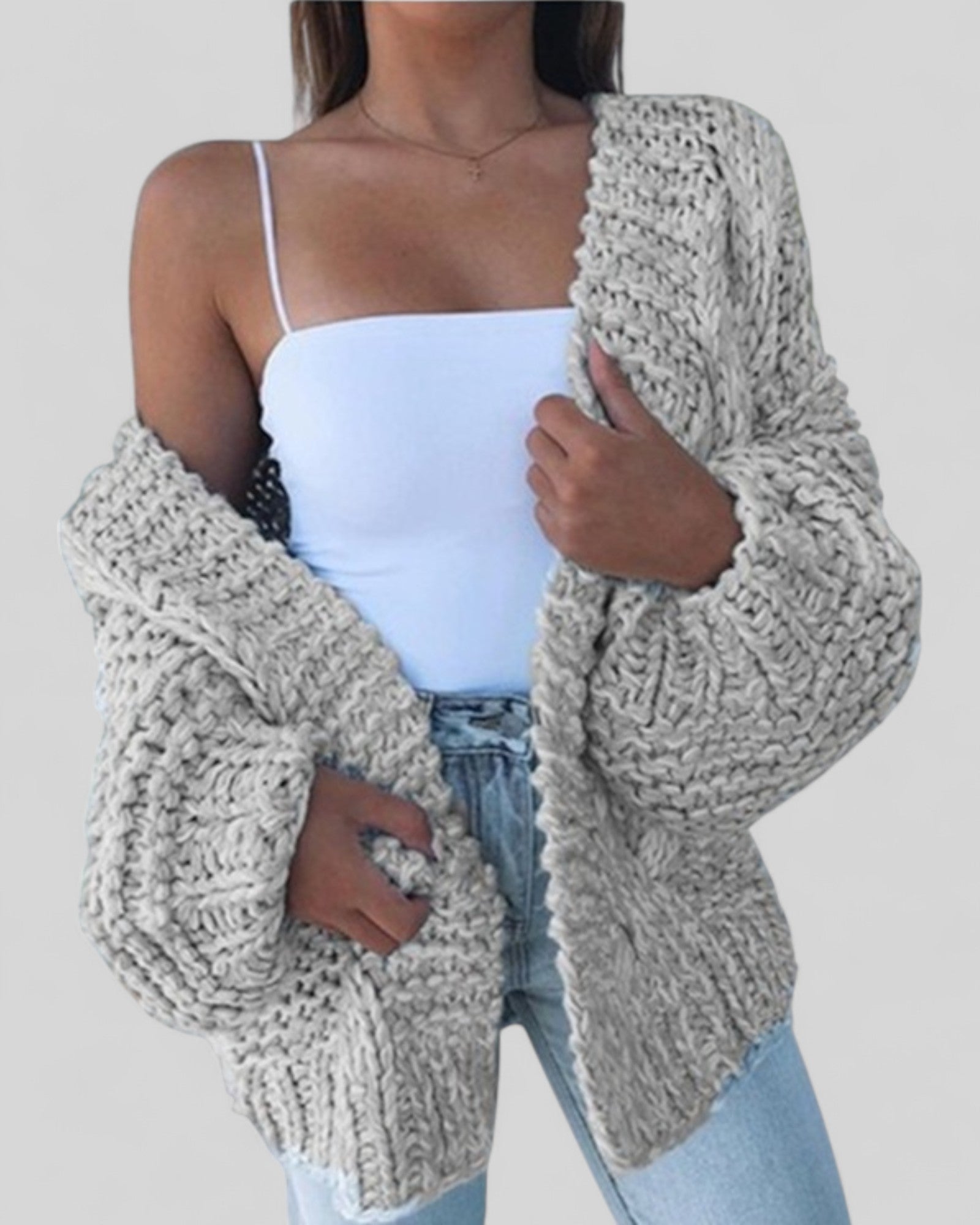 Loose Knit Faux Mohair Cardigan