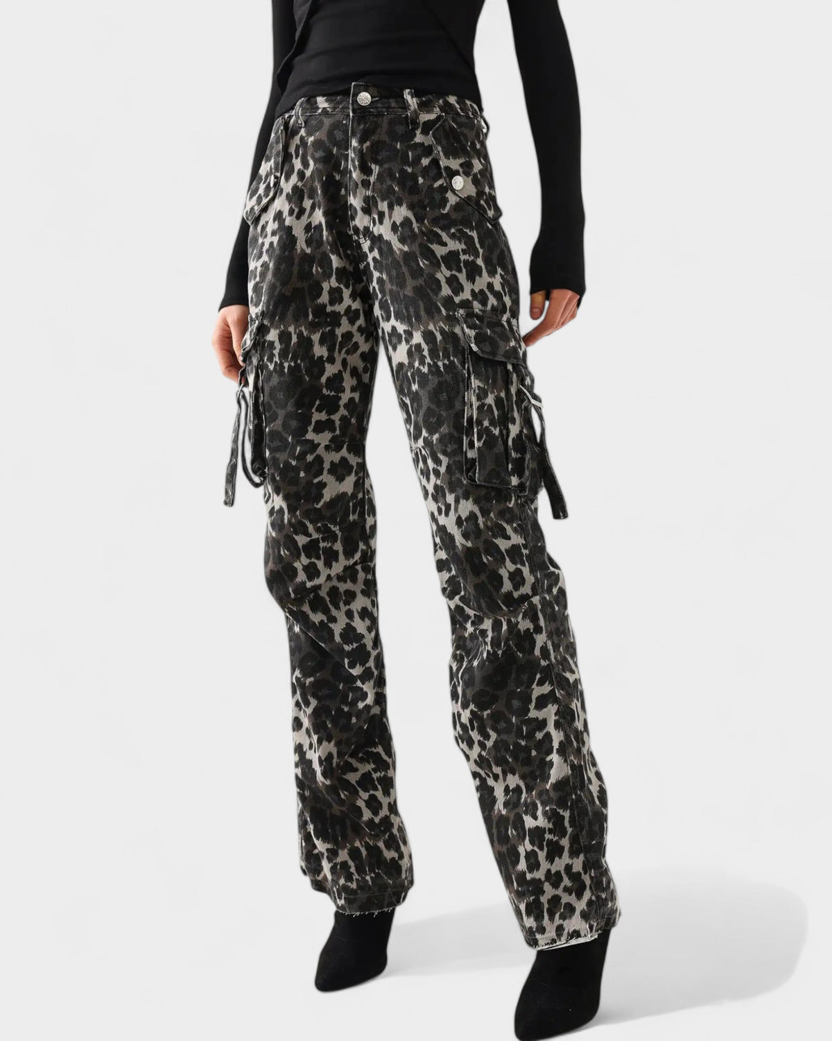 Leopard Print High-Waist Denim