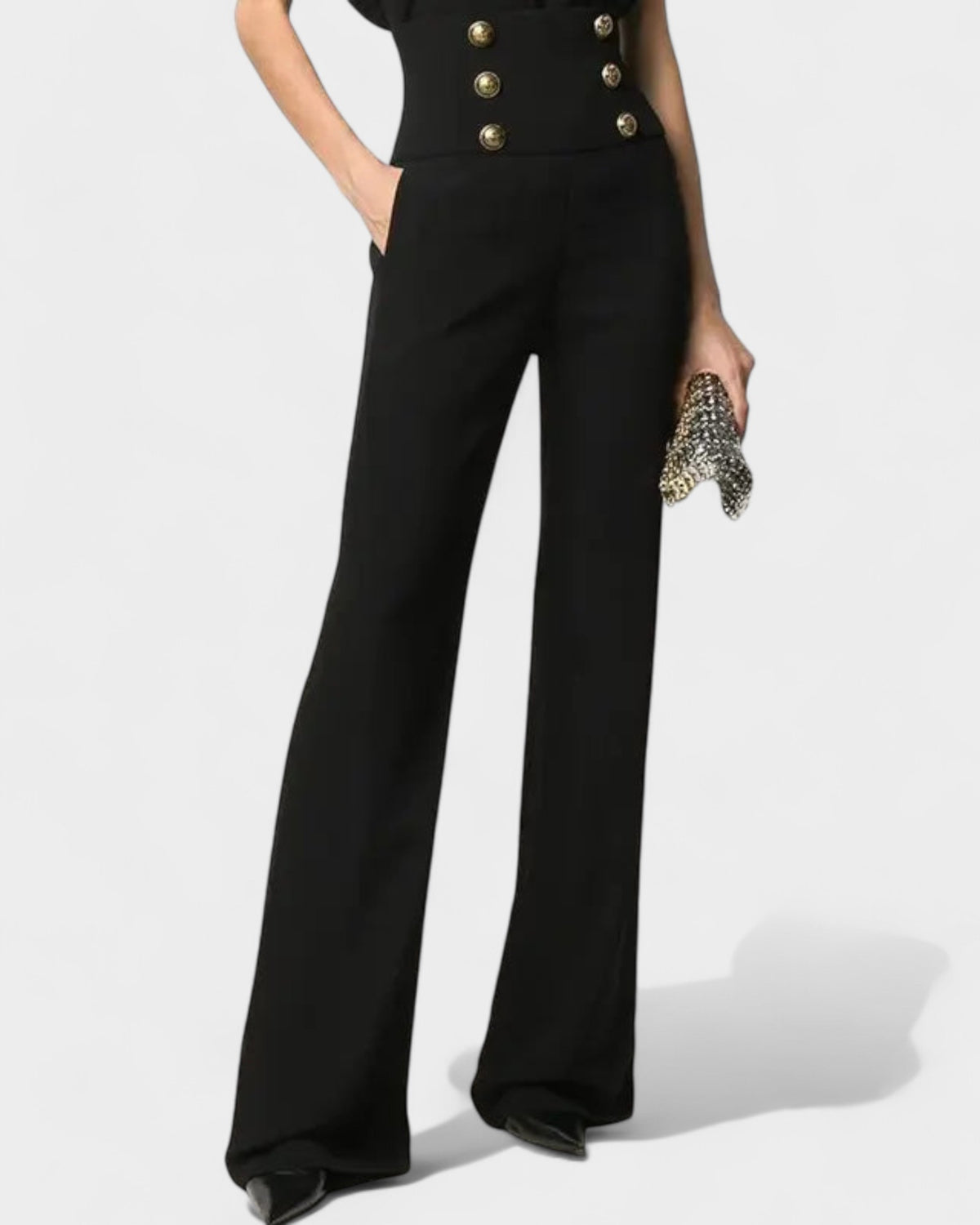 Vintage Double-Breasted Wide-Leg Pants