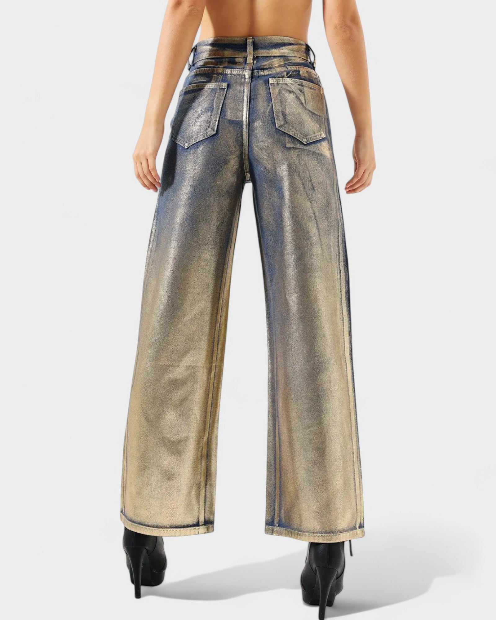 Bronzed High-Waist Straight Jeans