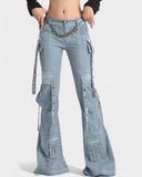 Cargo Flared Denim Pants